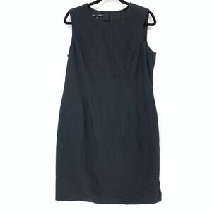 Les Copains Dress Women's Sz 48 US 12 Sleeveless Shift Back Zipper Solid Black